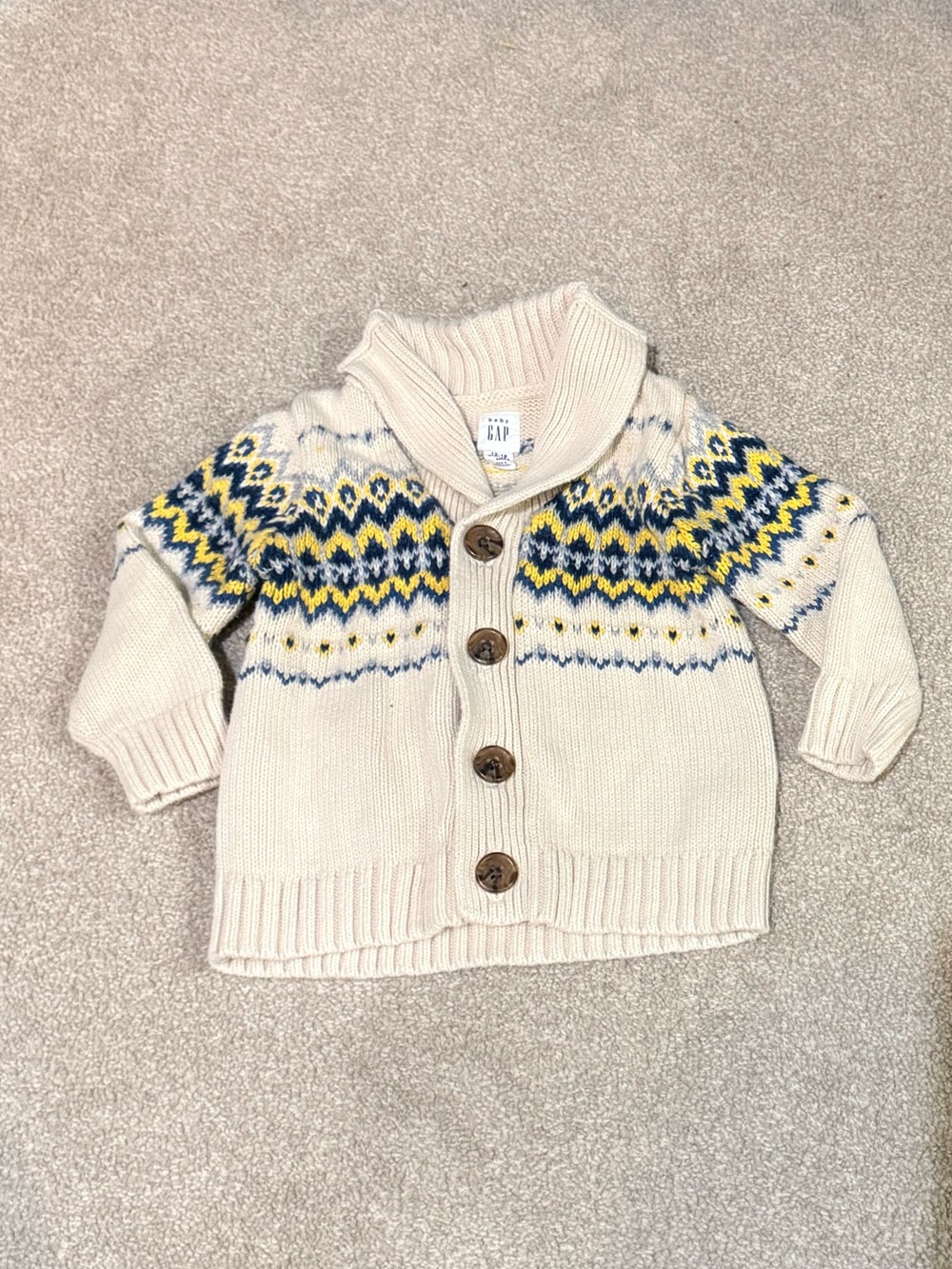 Baby Gap Cream Button Down Sweater Cardigan Size 12-18 Months